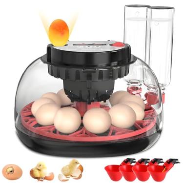 Imagem de Incubadora de 12 ovos com giro automático de ovos e controle automático de água/umidade/vela de ovos, incubadora para chocar papagaio, galinhas, patos, codornas, pombos, incubadora para fazenda, casa