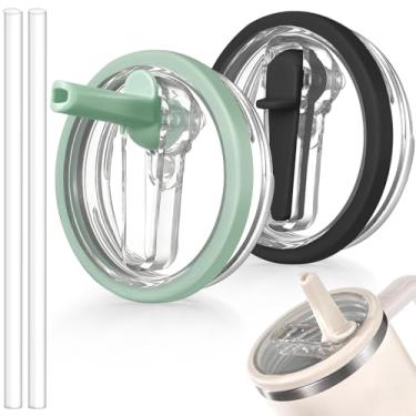 Imagem de ANTAND Pacote com 2 tampas de substituição à prova de vazamento 1,134 g para acessórios Stanley Cup, tampas à prova de vazamento para Stanley Quencher H2.0, capa de canudo à prova de poeira para copos