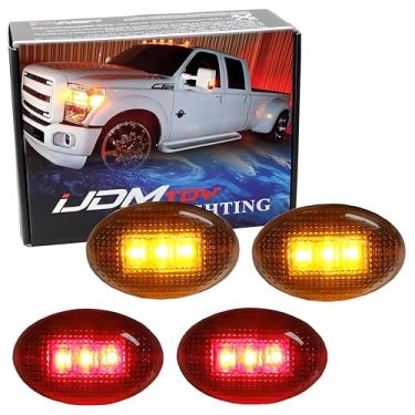 Imagem de iJDMTOY Conjunto de luzes de LED âmbar/vermelho para cama traseira conjunto de luzes de marcador de lado compatível com Ford F350 F450 Super Duty Truck Double Wheel Side FendersiJDMTOY 35-020-Clear