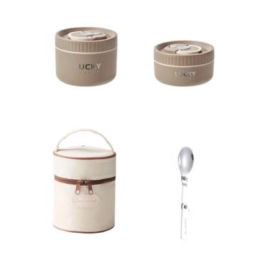 Imagem de Conjunto de Lancheira Bento Térmica de Aço Inoxidável - Portátil e Iso