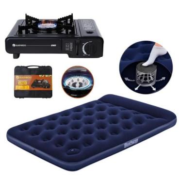 Imagem de Kit Maxi Camping Colchão Casal Bomba Embutida Com Fogareiro a Gás Naut