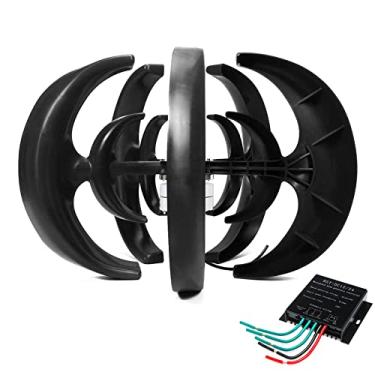 Imagem de 24v,HENGJINGTR Gerador de Turbina Eólica Vertical de Eixo, 4000W para Casa AC 12V 24V 48V, 5 Pás, Kit de Gerador de Energia Eólica Verde com Controlador (Preto)