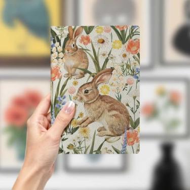 Imagem de Caderno de couro de coelho, caderno A5 para anotações de escritório, agenda de 21 x 14,7 cm, agenda de viagem, presentes para amantes de coelhos