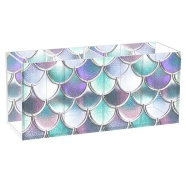 Imagem de TSENQUE Porta-lápis de mesa personalizado turquesa colorido organizador de pincéis de acrílico para escritório, porta-lápis, copo de escritório, estética, armazenamento de mesa