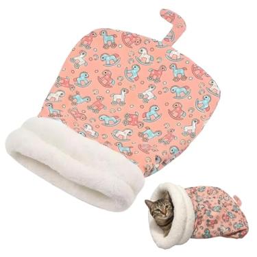 Imagem de ZHLKHIOP Saco de dormir para gatos, saco de dormir para gatos internos, cama macia e quente para animais de estimação, design portátil para limpeza fácil
