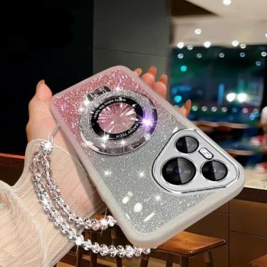 Imagem de Capa com suporte para celular com pulseira de cristal brilhante para Xiaomi POCO F6 F5 M6 M5S M4 M3 X6 X5 X4 X3 Pro GT C65 C61, branca, para POCO F6 5G