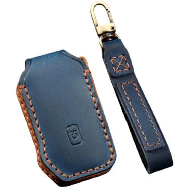 Imagem de Capa de couro artesanal com 5 botões para chave de carro compatível com Kia Telluride / Telluride SX 2021 / Sportage R 2022 / K5 GT Line 2021 / Seltos 2020(Blue)