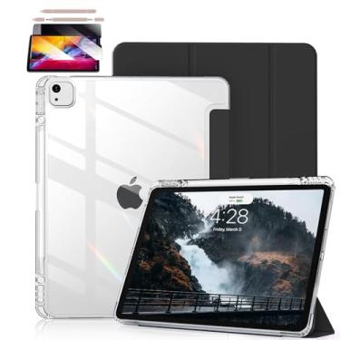 Imagem de Capa Compatível com iPad 9a 8a 7a Geração 10.2" 10.5" Polegadas Capa Para Tablet Proteção,Trifold Folio Suporte Protetora Tablet Capa, caneta stylus absorvente e adesivo coletor de poeira (Preto)