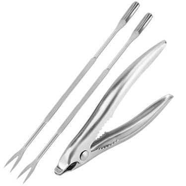 Imagem de GLOGLOW Conjunto de Garfos para Lagosta e Frutos do Mar Em Aço Inoxidável, Garfos de Ponta Dupla, Próprios para Máquina de Lavar Louça, para Talheres para Quebrar Mariscos e Nozes