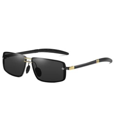 Imagem de JRLLFD Óculos de sol retrô masculino polarizado UV400 para dirigir, luxuoso, fotocrômico, visão noturna, masculino (MPT106 dourado e preto)