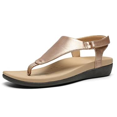 Imagem de UTENAG Sandália feminina com suporte de arco ortopédica ajustável, Ouro rosa, 37
