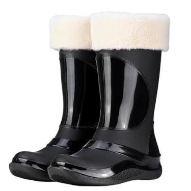 Imagem de Tênis feminino moderno de lã de lã quente à prova d'água para trabalho casual confortável exterior interior PVC superior, Preto, 38