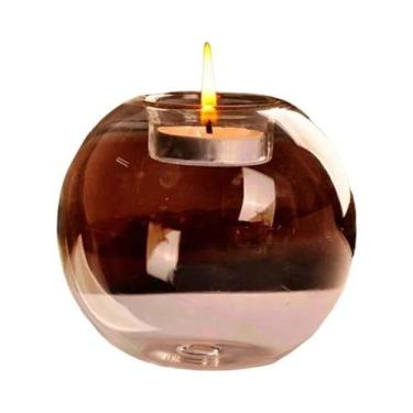 Imagem de Castiçal de vidro redondo estilo europeu para decoração de peça centra