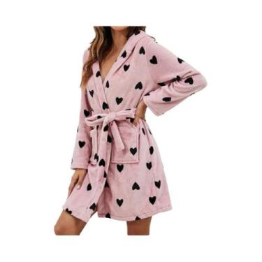 Imagem de Roupão De Flanela Feminino Com Estampa De Vaca Leiteira, Manga Longa, 