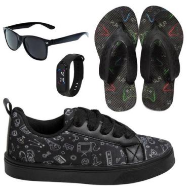 Imagem de Tênis Infantil Masculino Casual Colegial CM Gamer Leve Confortável Men