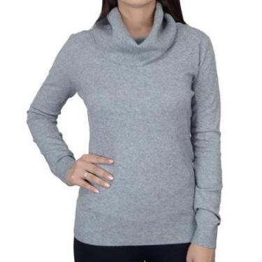 Imagem de Blusa Feminina Facinelli By Mooncity Tricot Gola Alta Cinza - 651031-Feminino