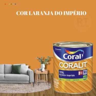 Imagem de Tinta Esmalte Sintético Base Água Cor Laranja 800ml Coral Coralit Bril