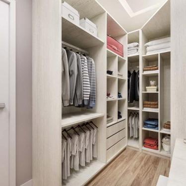 Imagem de Guarda Roupa Canto Closet sem Portas com 3 Peças, 3 Gavetas, 5 Cabidei