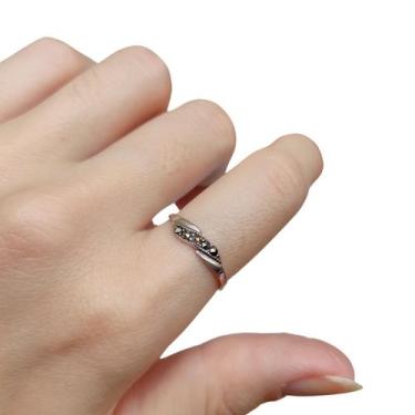 Imagem de Anel em Prata 925 Aliancinha Envelhecido com Marcassitas - Anels Joalh