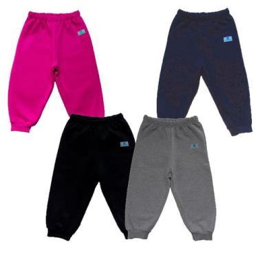 Imagem de Kit 4 Calças Manabana Moletom Flanelado Roupa Bebe 1 2 3 E 4, Menina, 