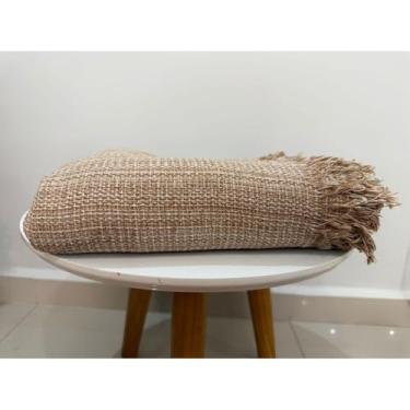 Imagem de Manta Para Sofá Gigante 2,40 x 1,80 Capa Protetora Decorativa Algodão Cama Colcha Coberta(Mesclado Caramelo/Cru)