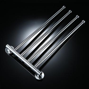 Imagem de Rack de Toalha Banho Multifuncional Giratório Aço Inoxidável Montado na Parede para Economia Espaço Suporte Banheiro