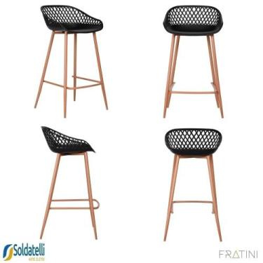 Imagem de Kit 4 Banquetas Monaco Alta 96cm Várias Cores - Fratini, Preto