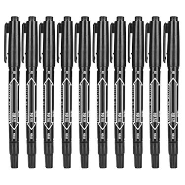 Imagem de Caneta marcadora de secagem rápida, ponta dupla, arte, desenho, escrita, marcador colorido, conjunto de 10 peças para artistas, estudantes, profissionais, tinta plástica 13,9 cm (Preta)