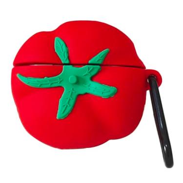 Imagem de Capa compatível com Airpods Pro 3 2025, linda capa de desenho animado para Airpods Pro 3 geração com chaveiro, capa protetora de silicone à prova de choque para homens e mulheres (tomate)