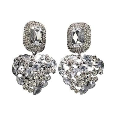 Imagem de Brincos De Coração Com Strass Brilhante Para Mulheres, Joias De Moda L