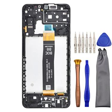 Imagem de Substituição completa do conjunto de digitalizador LCD de tela para Samsung Galaxy A13 5G SM-A136B com kit de ferramentas e moldura de tela instalado preto de 6,5 polegadas