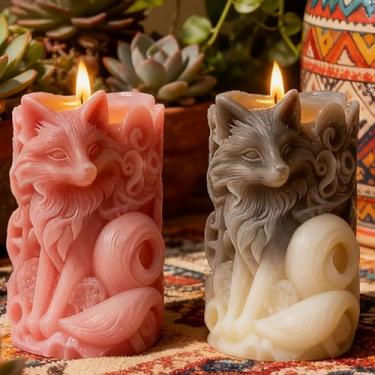 Imagem de Moldes cilíndricos de raposa de cauda grande molde de vela espiral de onda de silicone - moldes de fundição de resina de silicone para velas, resina e sabonete, suprimentos de artesanato