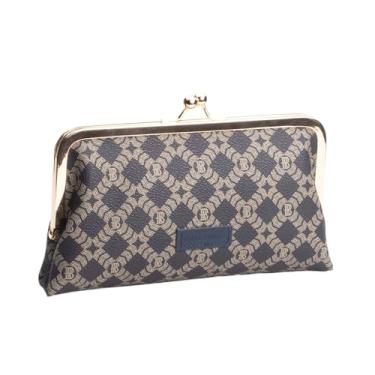 Imagem de Royal Bagger Carteira RFID Kiss Lock, porta-cartões de cor sólida, porta-cartões, couro de vaca genuíno, bolsas clutch para mulheres 1468, Azul escuro (5468)