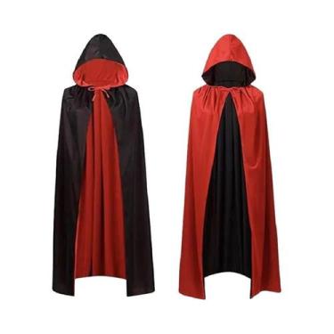 Imagem de Capa De Vampiro Vermelha E Preta Para Crianças E Adultos, Capa Com Cap