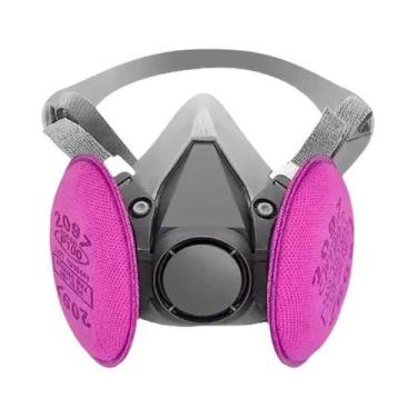 Imagem de Máscara De Gás Respiratória De Meio Rosto Com Filtro E Óculos Para Pó 