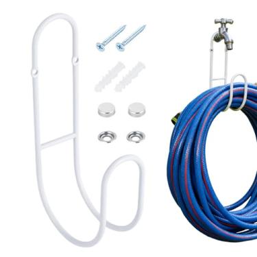 Imagem de Porta-Mangueiras Para Exterior - Gancho De Metal Resistente Que Economiza Espaço | Suporte Para Mangueira De Jardim Com Gancho Para Montagem Na Parede - Para Cabos, Tubos, Cordas, Garagem E Quintal