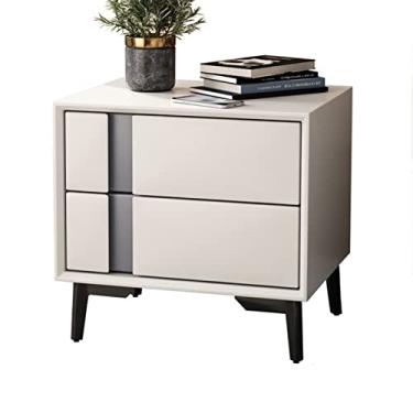 Imagem de Mesa de cabeceira quadrada criativa com gaveta dupla, armário lateral para sala de estar, armário lateral, quarto, mesa de cabeceira pequena