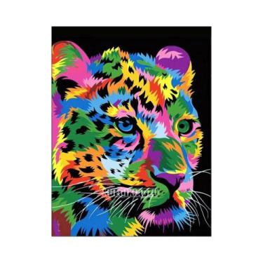 Imagem de Kit De Pintura Em Diamante 5D DIY Com Gato Leão E Tigre, Pedras Redond