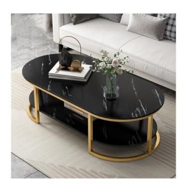 Imagem de Mesa central mesa de centro sala de estar casa pequeno apartamento moderno simples camada dupla mini mesa de quarto (C-120m)