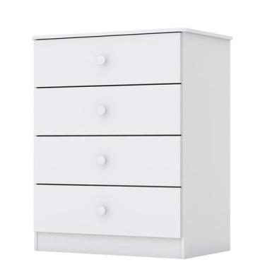 Imagem de Cômoda Infantil Labirinto 4 Gavetas Branco - Móveis Henn, Branco