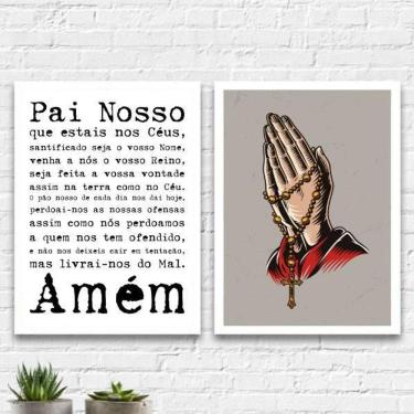 Imagem de Kit 2 Quadros Oração Pai Nosso 45X34Cm - Branca