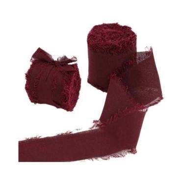 Imagem de Fita De Seda Chiffon Com Bordas Desfiadas Feita À Mão 5M Para Convites