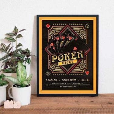 Imagem de Quadro Poker Night 33x24cm - Madeira Preta