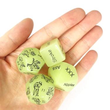 Imagem de 4 Pcs Sx Dice Set Couple Games Date Night Dice, Glow in The Dark Couples Decision Dice Toys for Romantic Ideas, Funny Naughty Gifts for Adults Boyfriend Girlfriend Husband or Wife