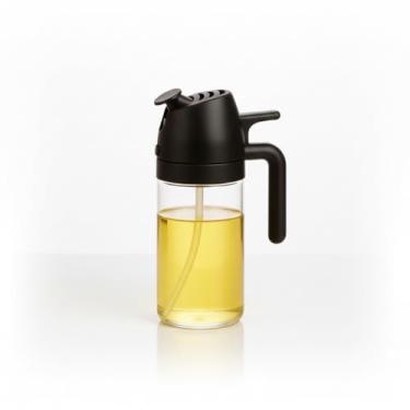 Imagem de Borrifador 2 em 1 para Azeite e Óleo 450ml Spray em Garrafa de Vidro Porta Azeite Porta Oleo Azeiteiro Galheteiro de Vidro Azeite e Vinagre Dispenser para Cozinha (Preto,1 Unidade)