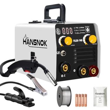 Imagem de Máquina de solda HANSNOK 130A MIG 110 V, núcleo de fluxo 3 em 1, TIG/Stick/sem gás MIG com visor digital IGBT, equipamento de soldagem portátil de 110 V