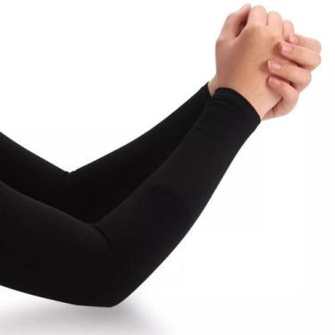 Imagem de Manguito Preto Proteção Solar Uv 50 Vôlei Ciclismo Manga Braço Motoque