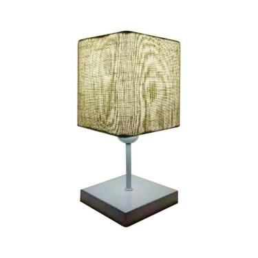 Imagem de Abajur Luminária Mesa Quarto Sala Moderno Vivare Md-2008br Cúpula Em Tecido - Bivolt Branco-rustico-bege 127/220v