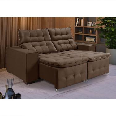 Imagem de Sofá Retratil Reclinável 3 Lugares Pillow Em Veludo 1,90 Marrom