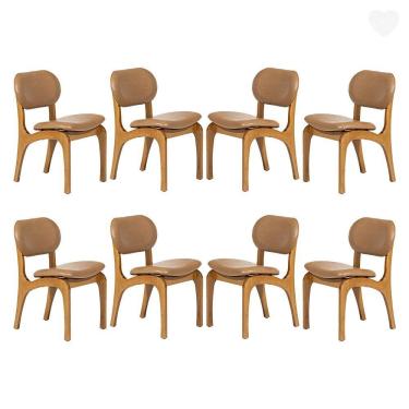 Imagem de Kit 8 Cadeiras De Jantar Estofada Rafine Madeira Castanho Impermeável Marrom